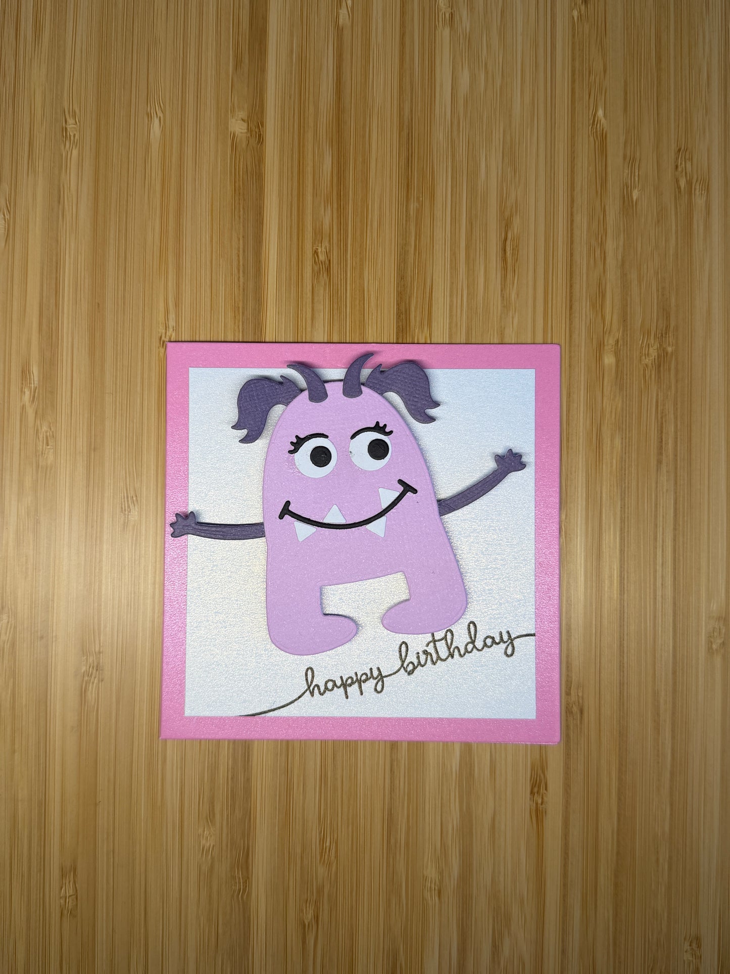Purple Monster Happy Birthday - hand-made card