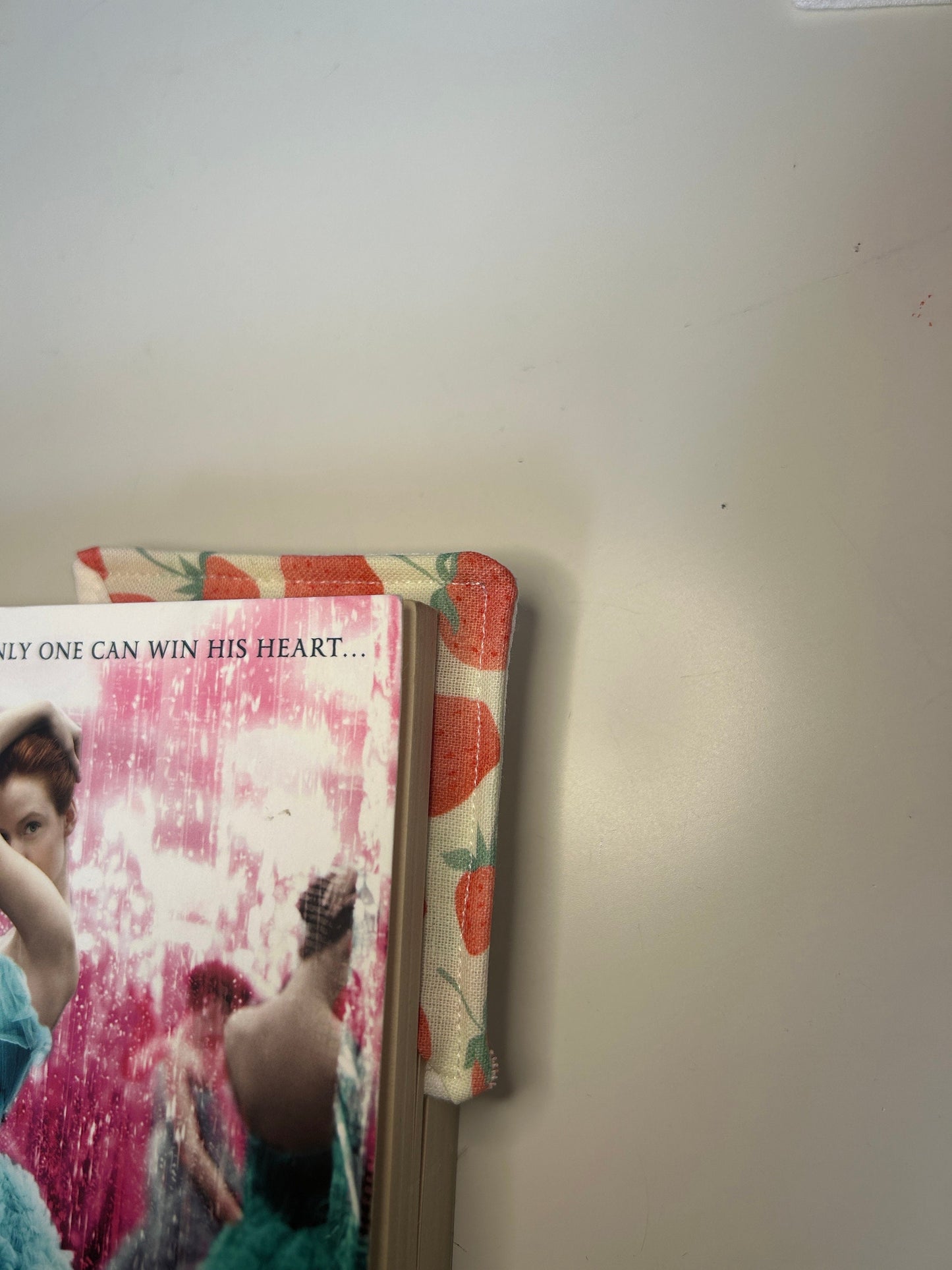 Strawberry Fabric Corner Bookmark: Handmade Book Lover Gift