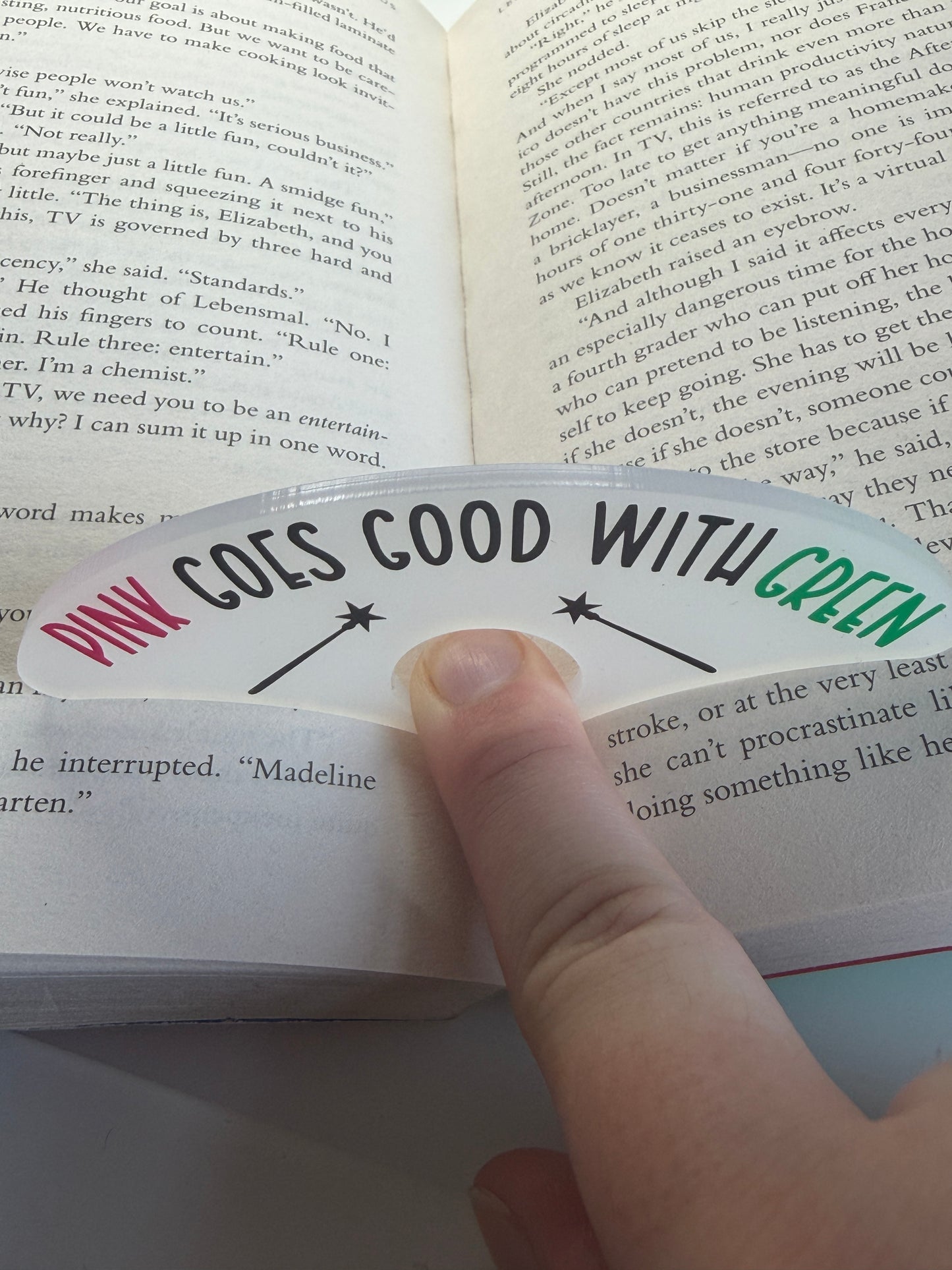 Pink goes good with green page holder (wicked)