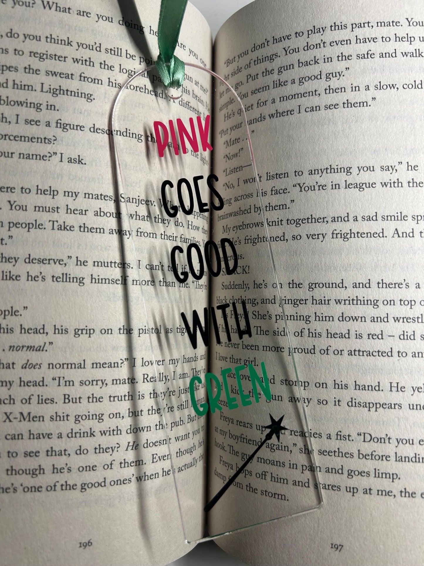 Pink goes good with green (Wicked) Bookmark