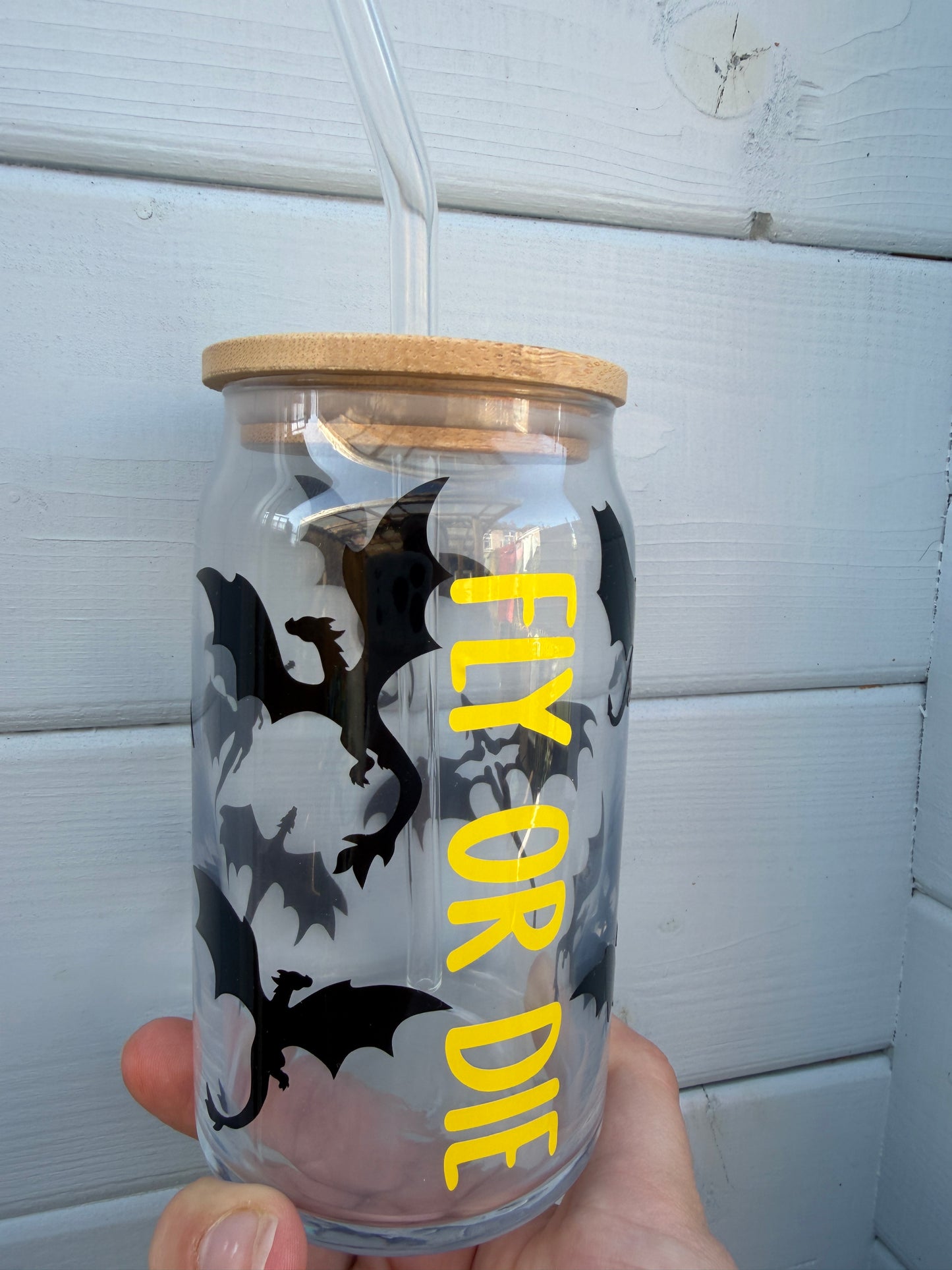 Fly or Die (Fourth Wing) Glass Cup