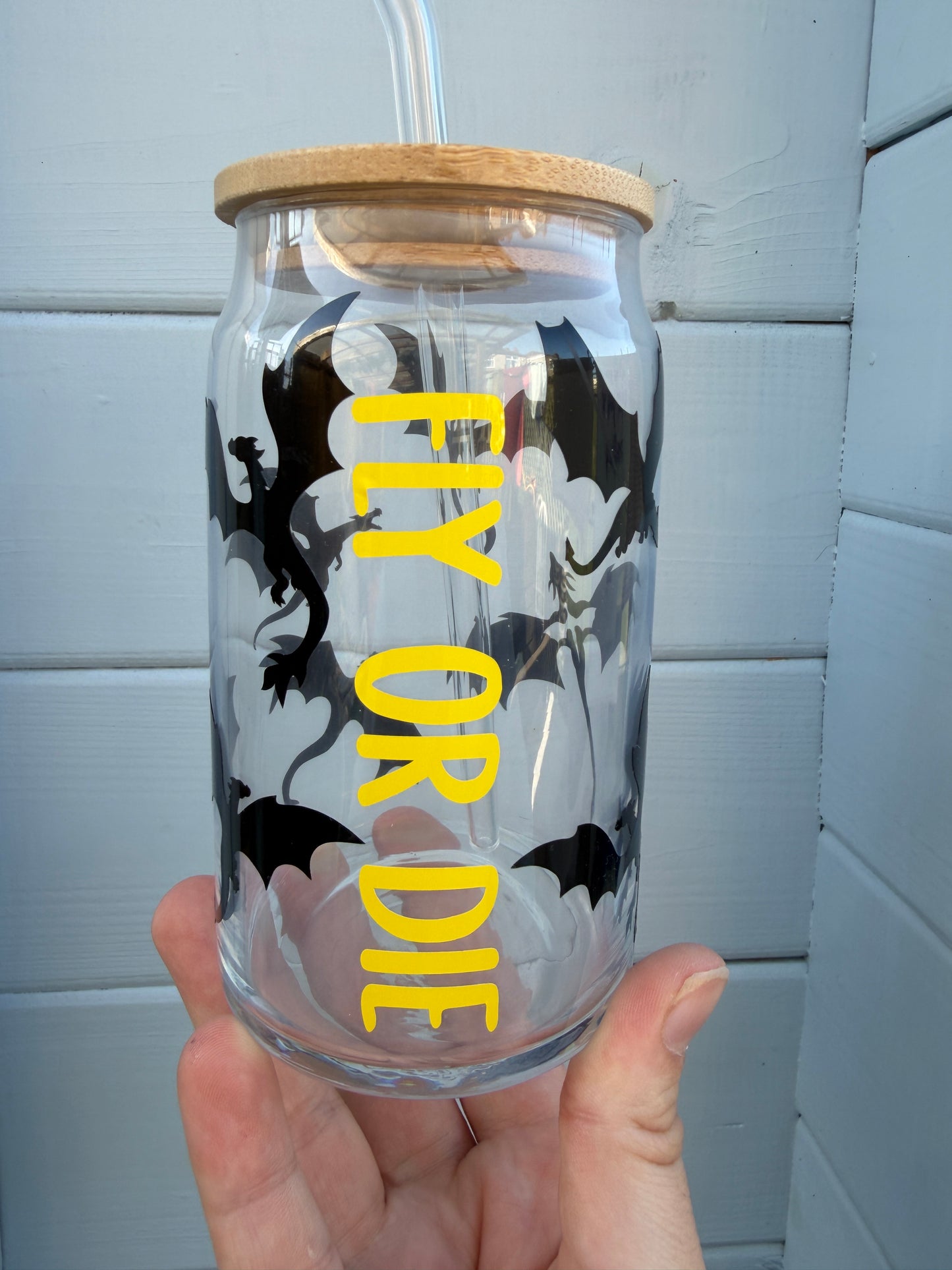 Fly or Die (Fourth Wing) Glass Cup