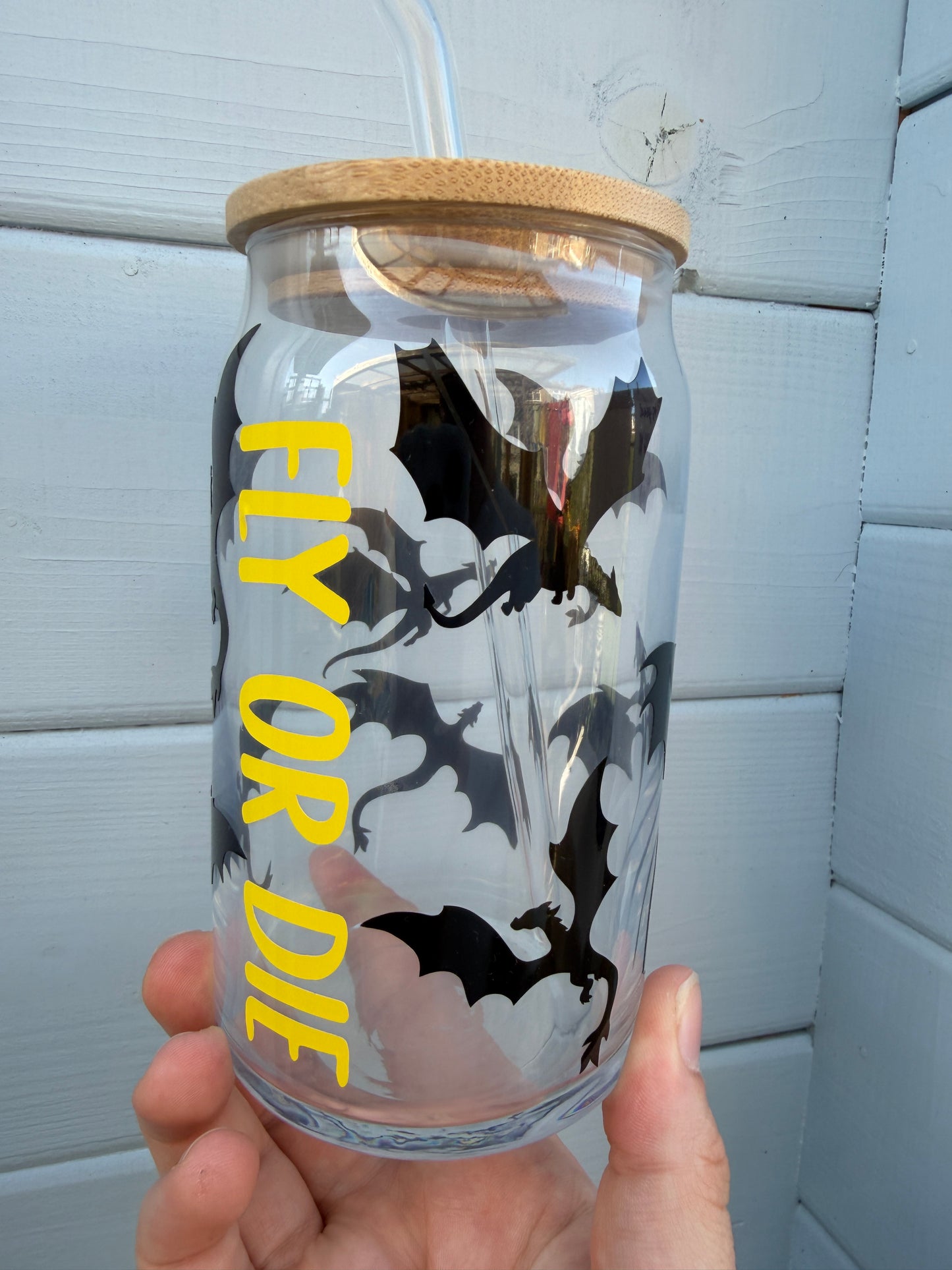 Fly or Die (Fourth Wing) Glass Cup