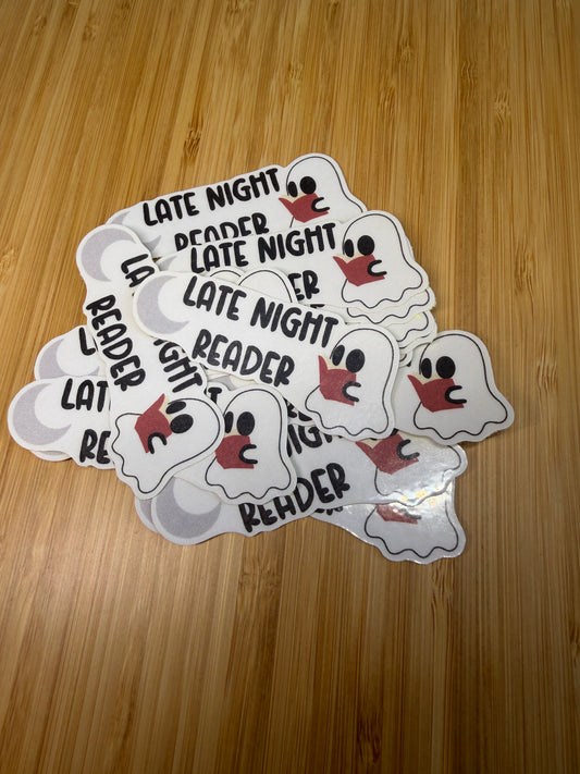 late night reader sticker