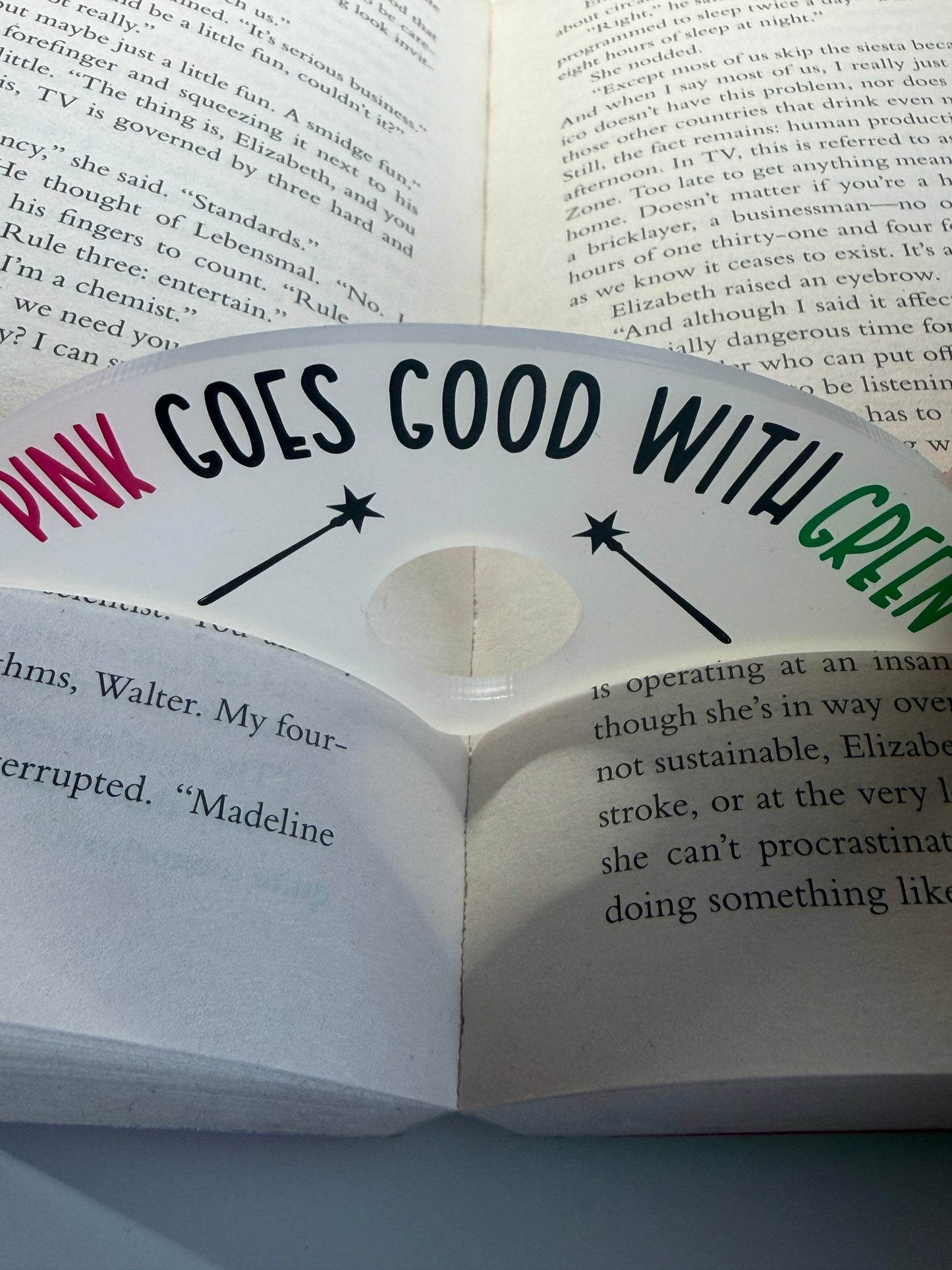 Pink goes good with green page holder (wicked)