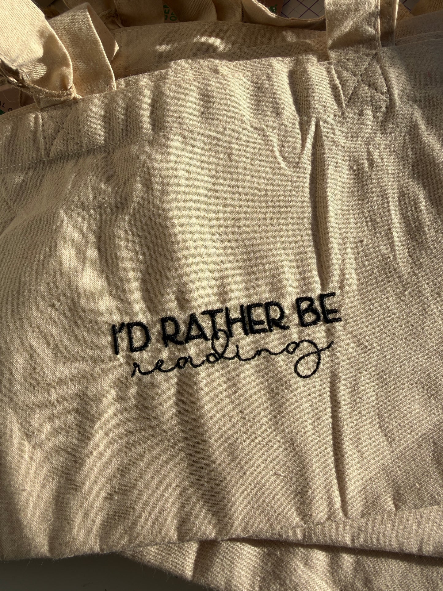 I'd rather be reading tote bag