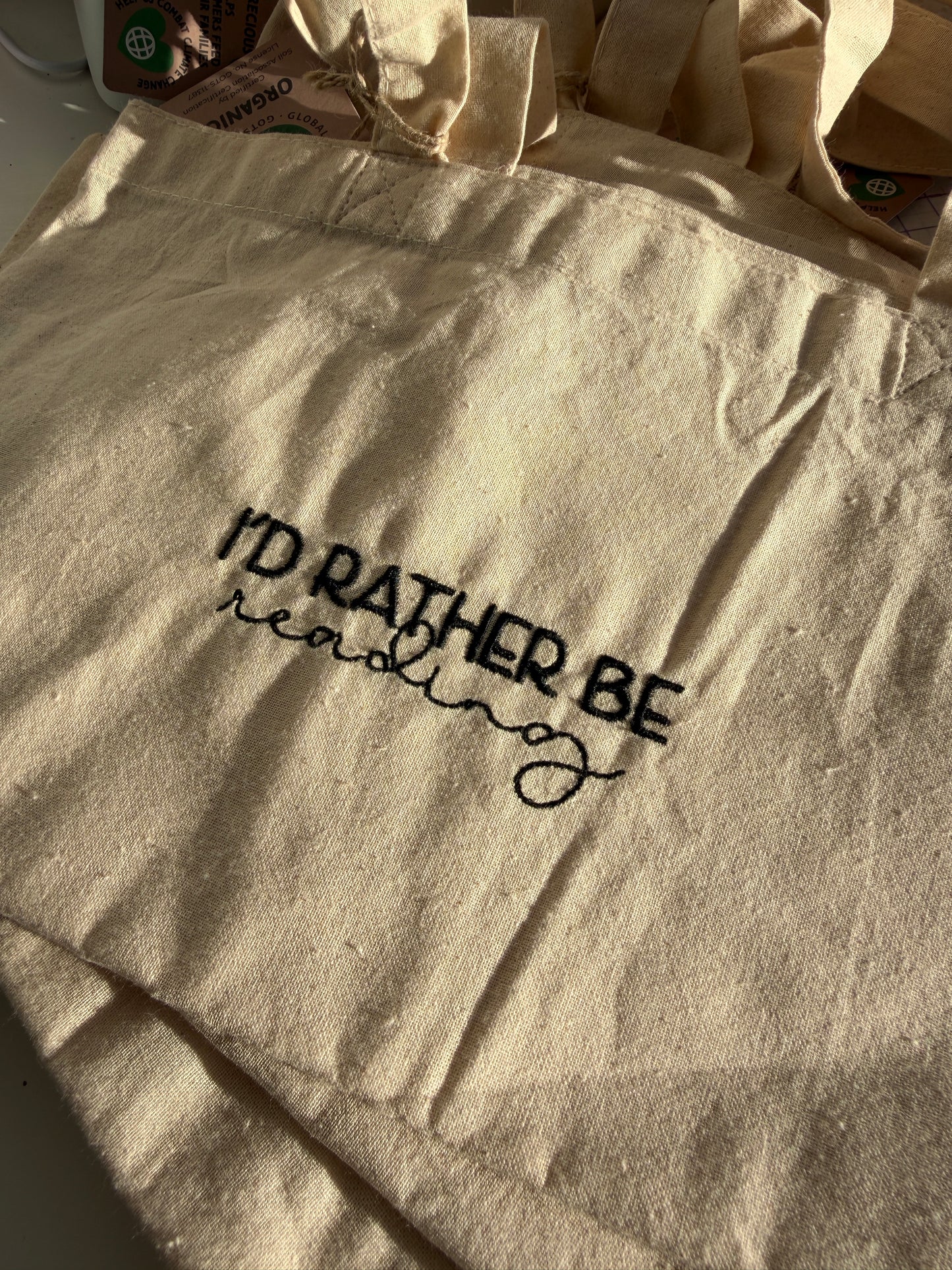 I'd rather be reading tote bag
