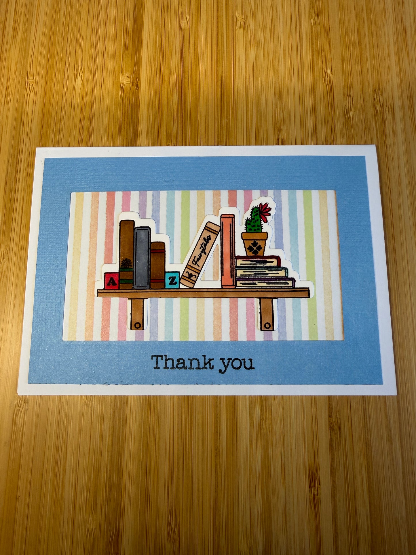 Bookshelf thank you - hand-made card