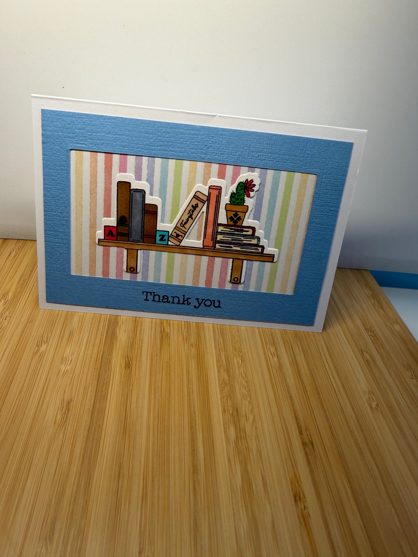 Bookshelf thank you - hand-made card