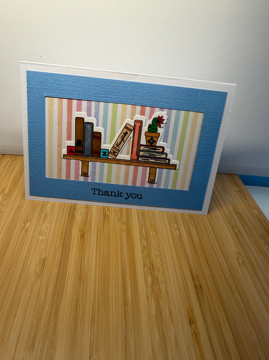 Bookshelf thank you - hand-made card