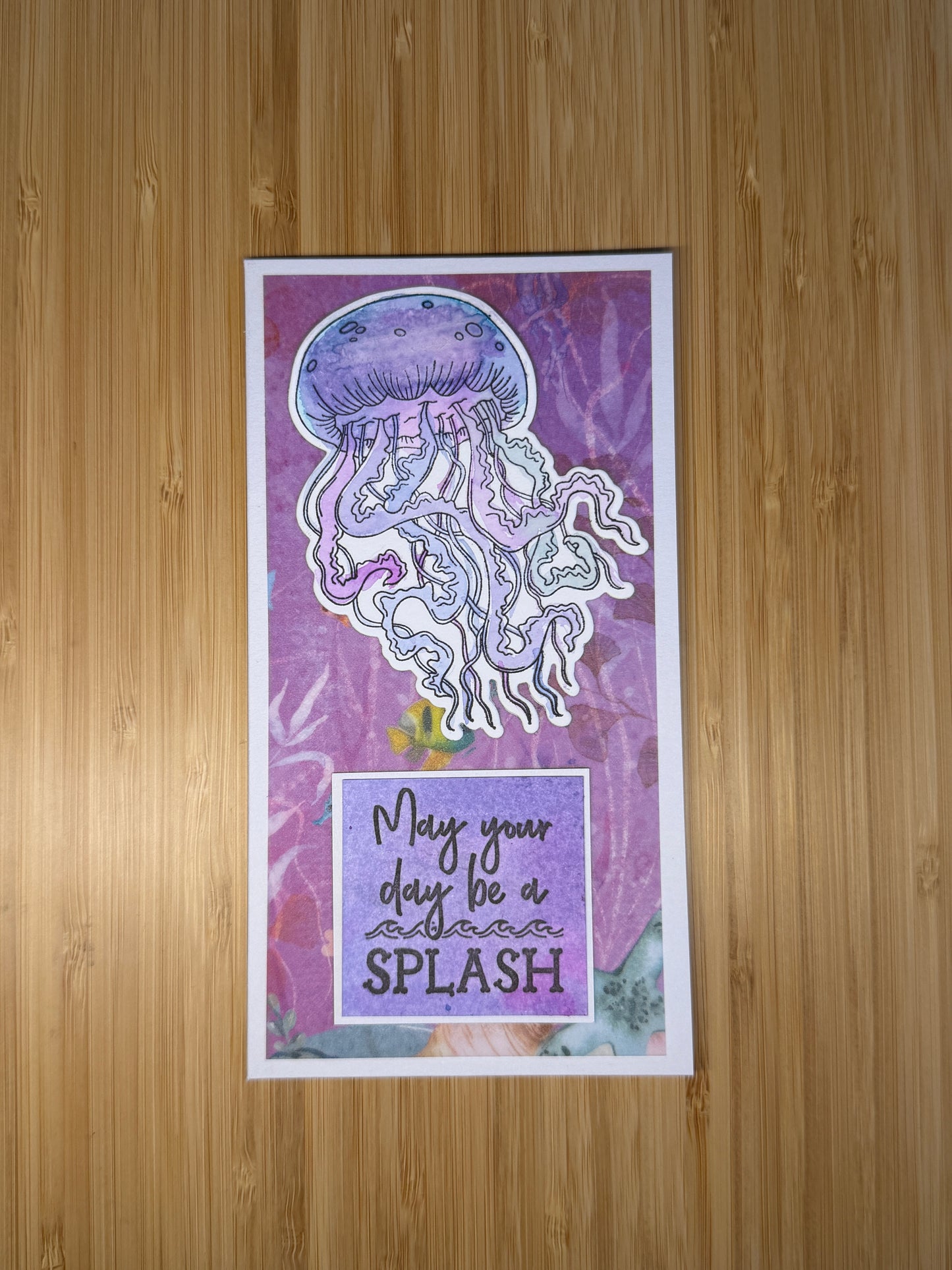 Jellyfish birthday - hand-made card