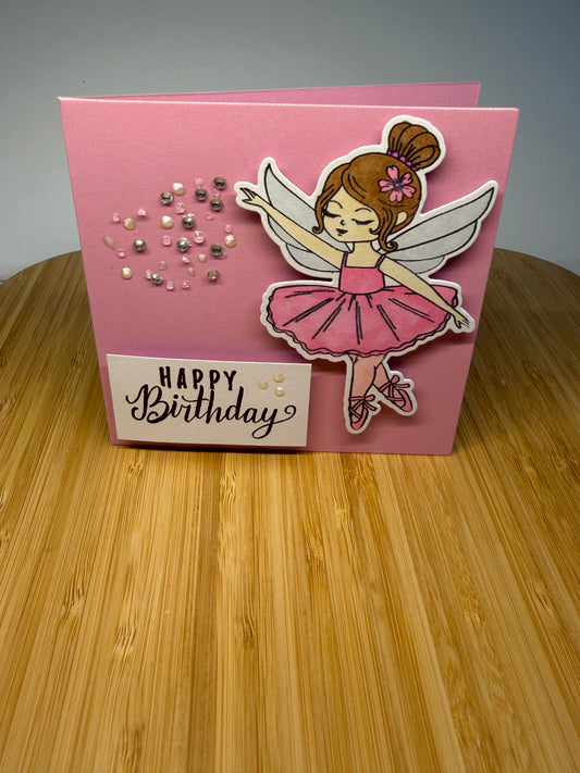Happy Birthday Fairy Ballerina - hand-made card