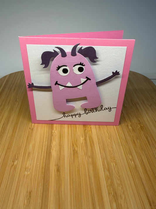 Purple Monster Happy Birthday - hand-made card