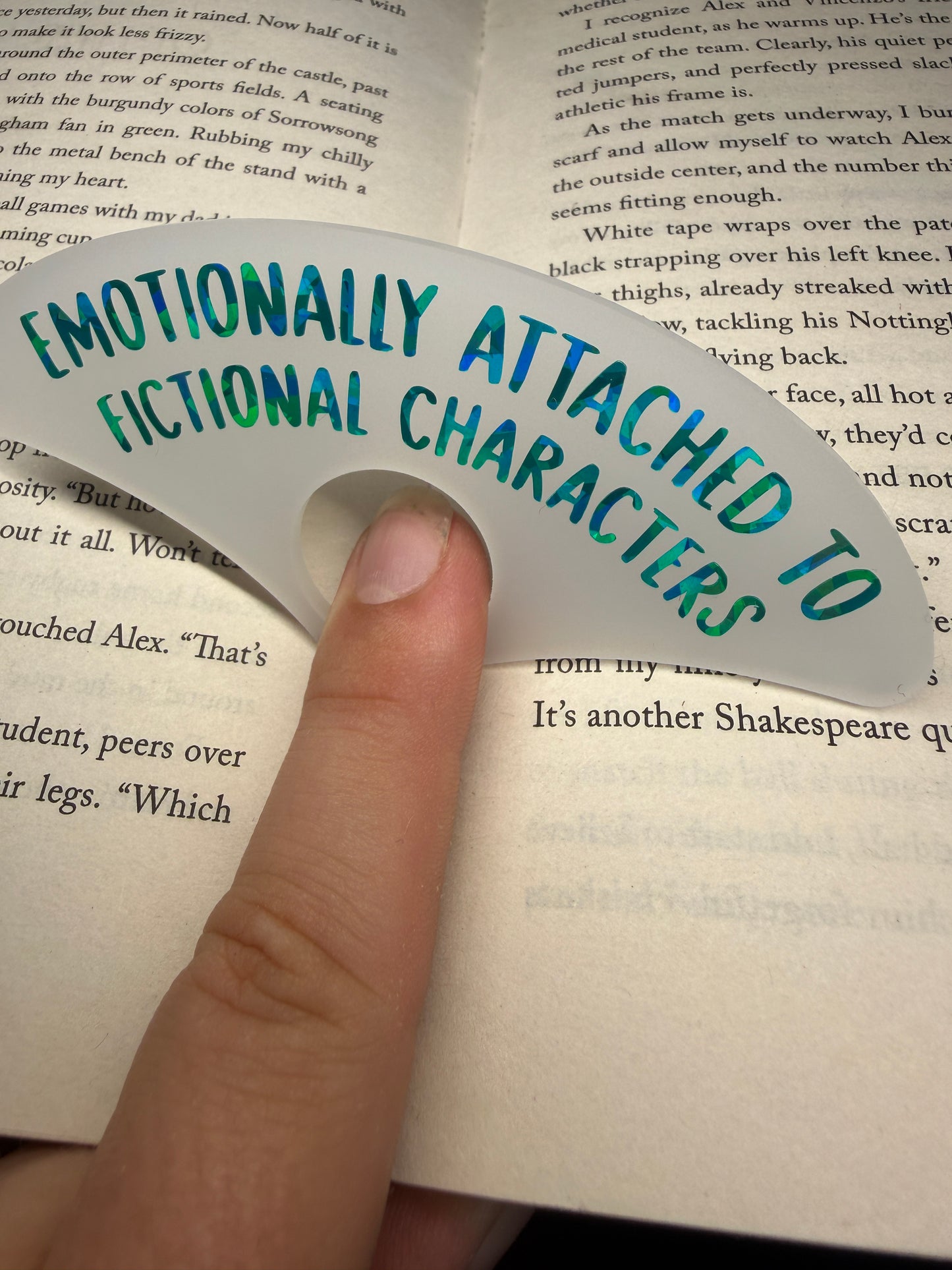 Emotionally attached to fictional characters book holder