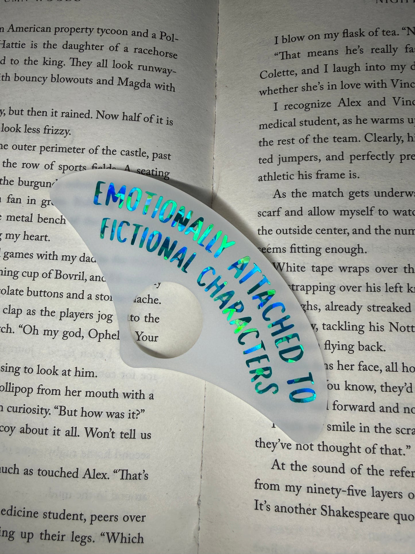 Emotionally attached to fictional characters book holder