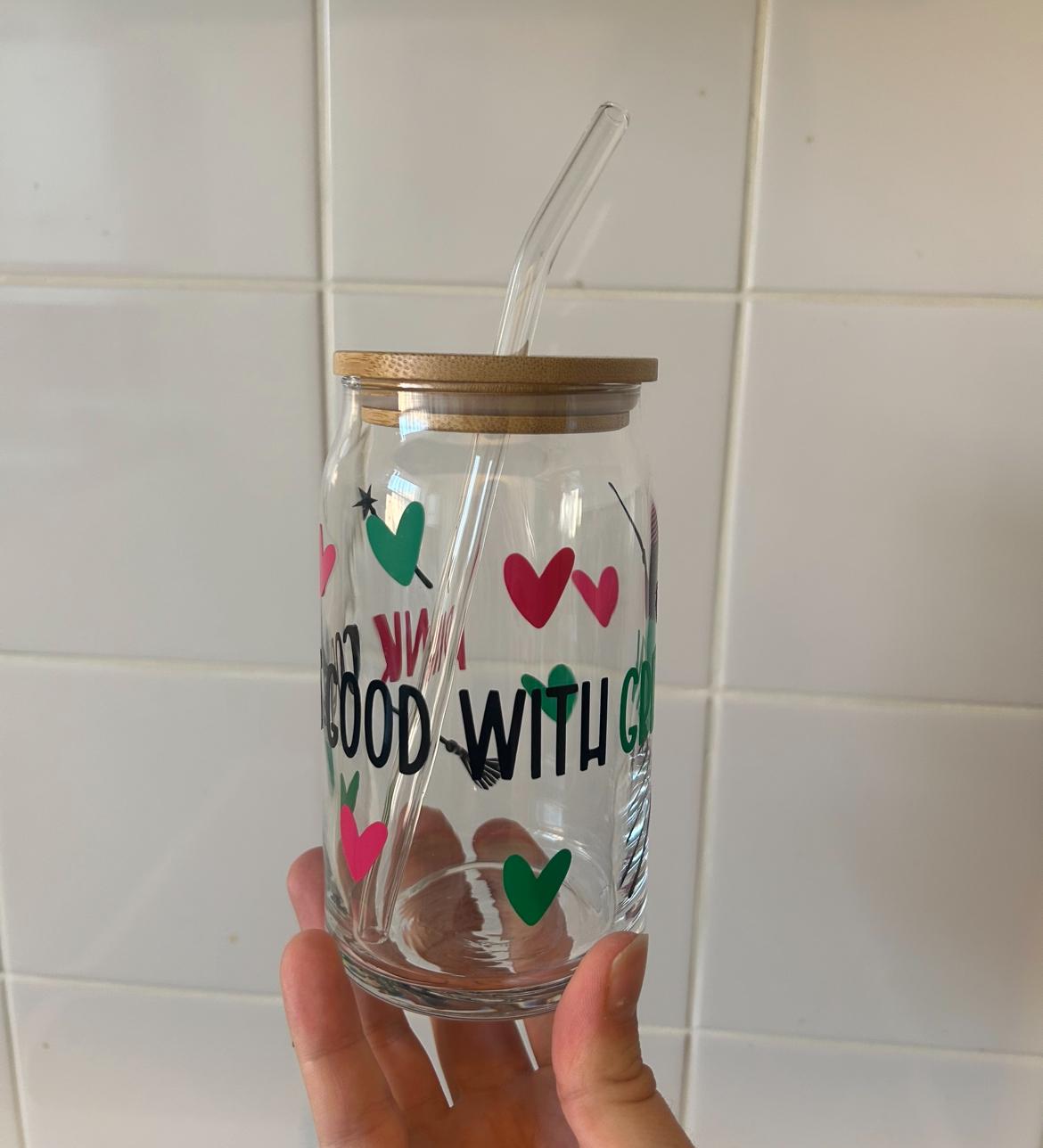 Pink goes good with green (Wicked) Glass Tumbler