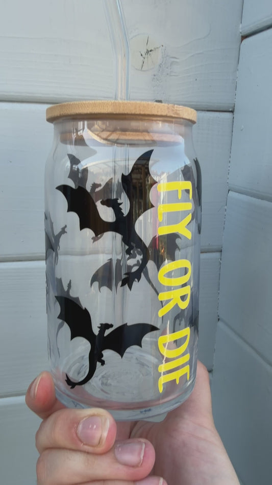 Fly or Die (Fourth Wing) Glass Cup